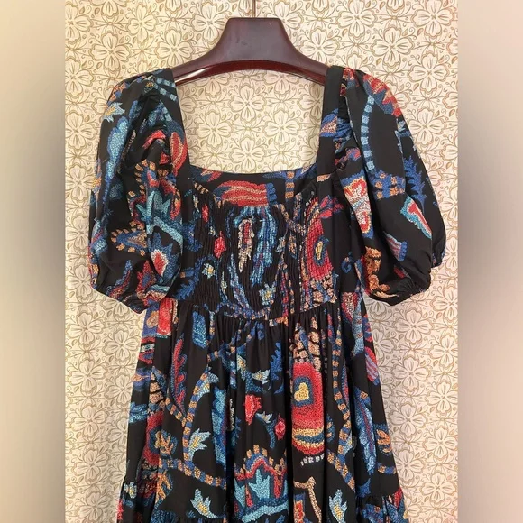 FARM Rio /Anthropology | Cotton Floral Maxi Peasant Hi-Low Dress - Picture 7 of 16